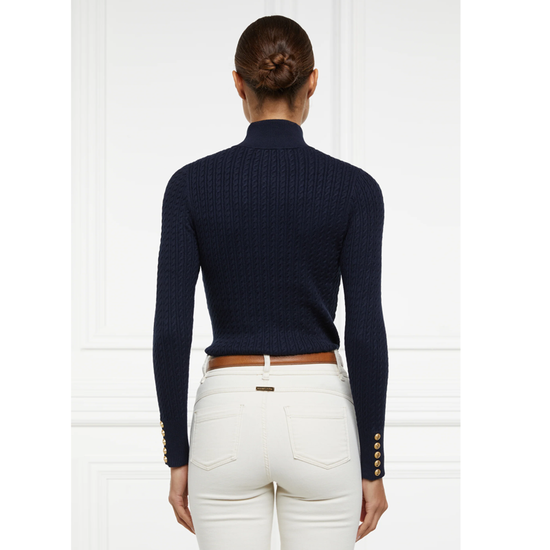 Holland Cooper Ava Half Zip Knit - Ink Navy-3