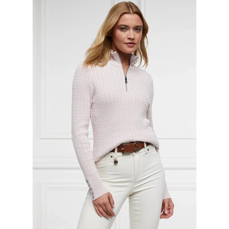 Holland Cooper Ava Half Zip Knit - Soft Pink