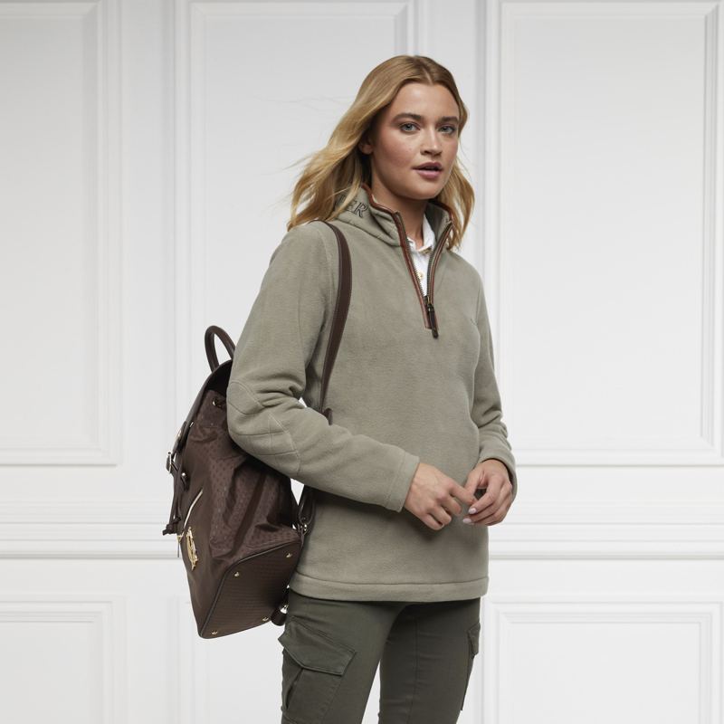 Holland Cooper Country Fleece Half Zip - Sage-4