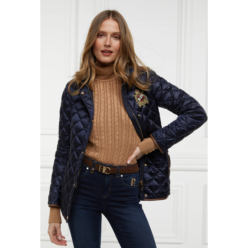 Holland Cooper Diamond Quilt Classic Jacket - Ink Navy-3
