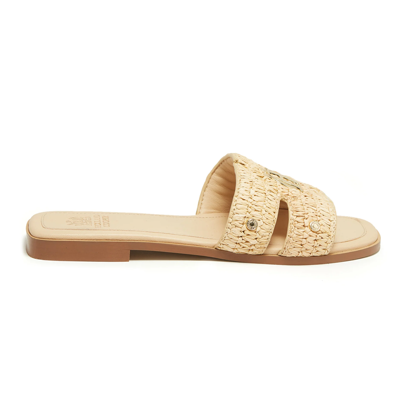 Holland Cooper Monogram Slides - Natural Straw-2