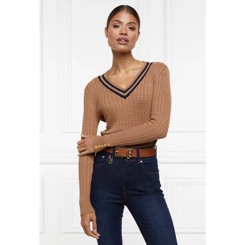 Holland Cooper Zoe Knit - Dark Camel Marl