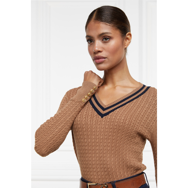 Holland Cooper Zoe Knit - Dark Camel Marl-1