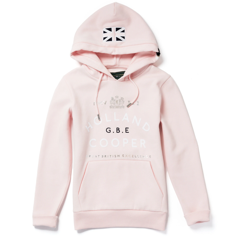 Holland Cooper GBE Flock Logo Hoodie - Blush Marl-2