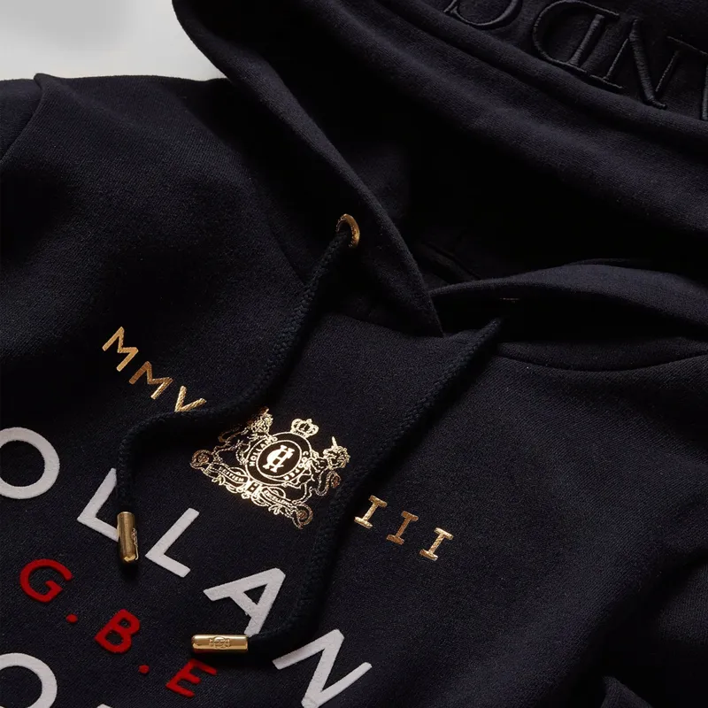 Holland Cooper GBE Flock Logo Hoodie - Ink Navy-4