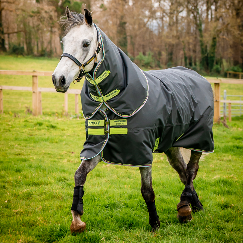 Horseware Amigo Hero Ripstop Plus 100g Turnout Rug - Shadow/Lime/Navy-3