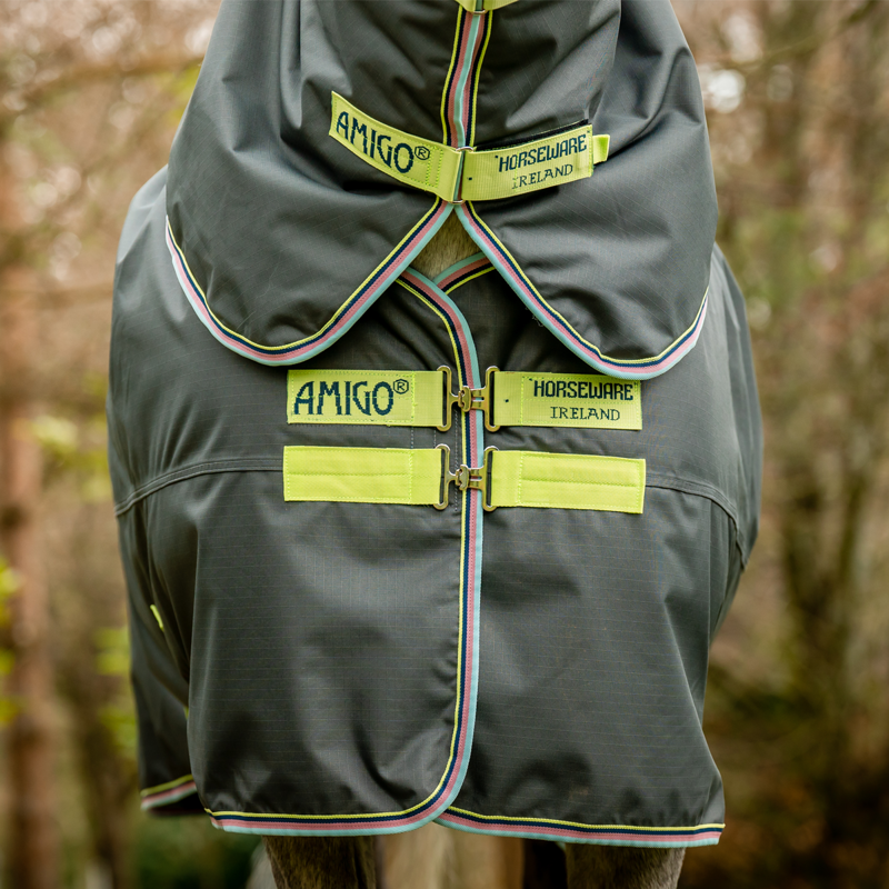Horseware Amigo Hero Ripstop Plus 100g Turnout Rug - Shadow/Lime/Navy-2