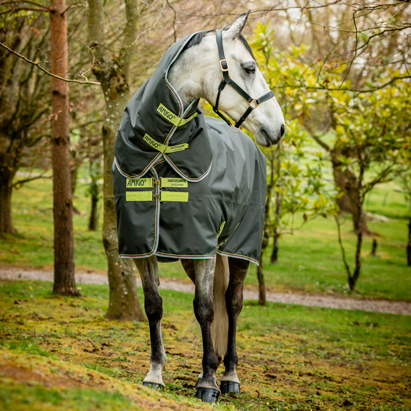 Horseware Amigo Hero Ripstop Plus 100g Turnout Rug - Shadow/Lime/Navy-1