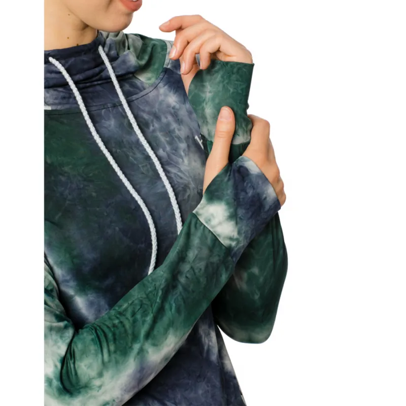 Horseware Ladies Technical Hooded Top - Green/Navy Tie Dye-3
