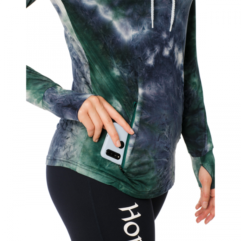 Horseware Ladies Technical Hooded Top - Green/Navy Tie Dye-4