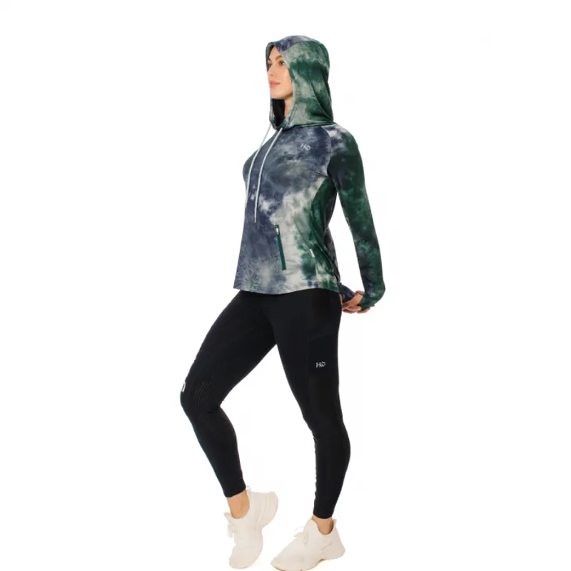 Horseware Ladies Technical Hooded Top - Green/Navy Tie Dye-5