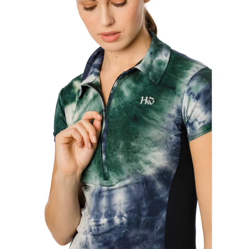 Horseware Orla Technical Polo - Green/Navy Tie Dye-2