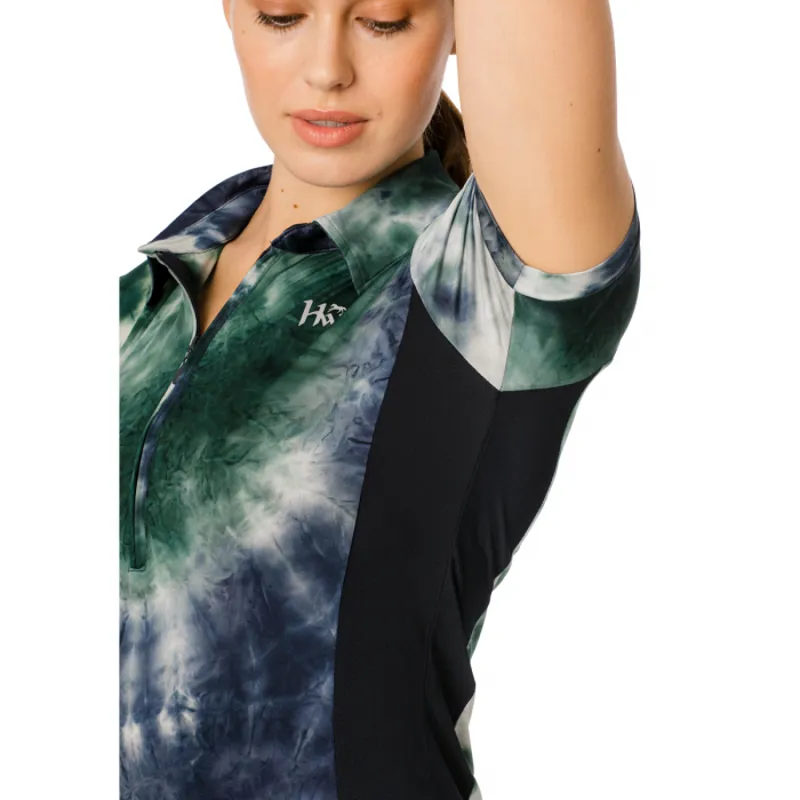 Horseware Orla Technical Polo - Green/Navy Tie Dye-3