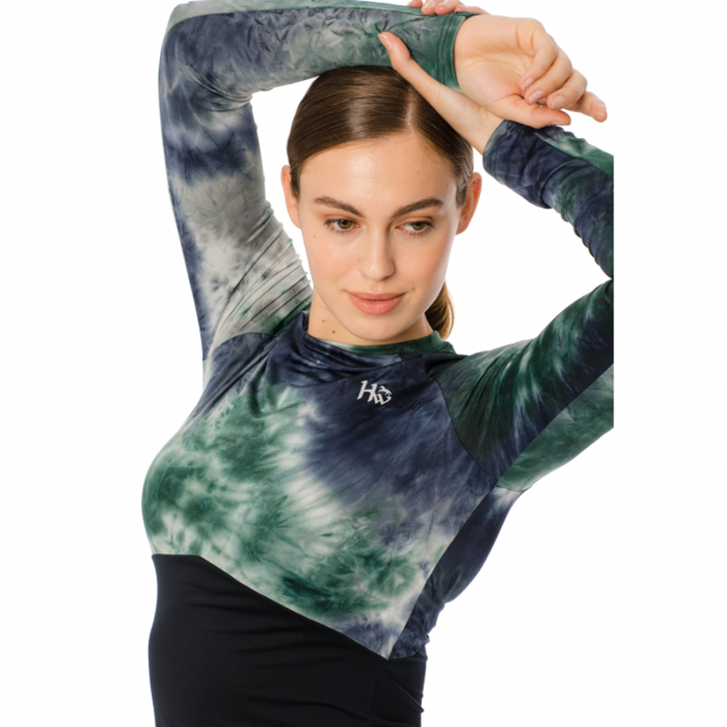 Horseware Jade Crewneck Technical Base Layer - Green/Navy Tie Dye-3