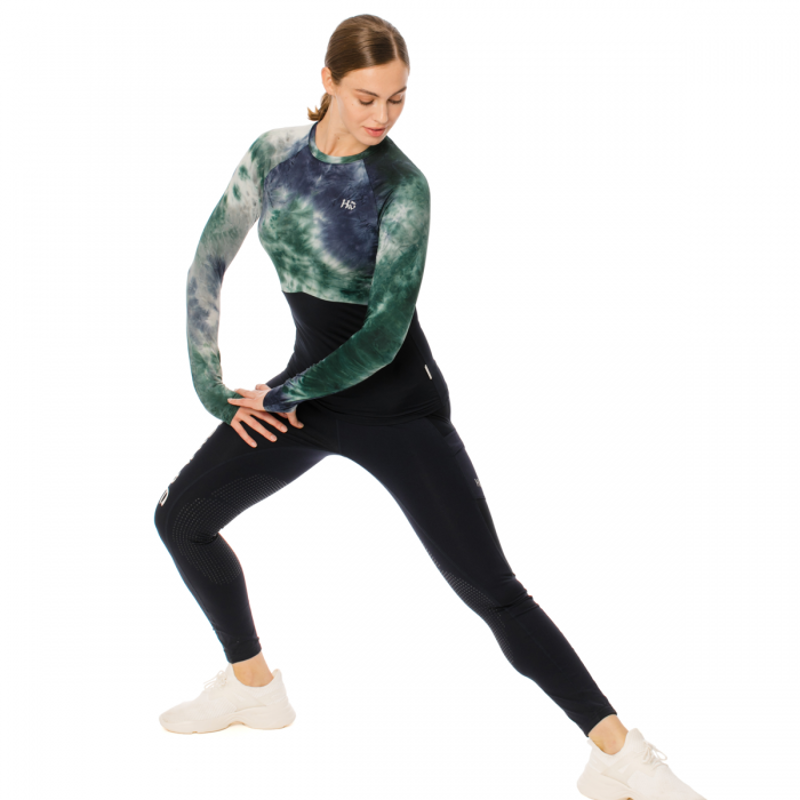 Horseware Jade Crewneck Technical Base Layer - Green/Navy Tie Dye-4