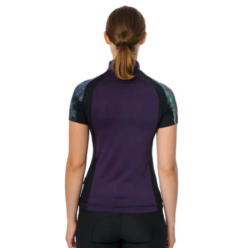 Horseware Aveen Half Zip Technical Short Sleeve Top - Green/Navy Tie Dye-1