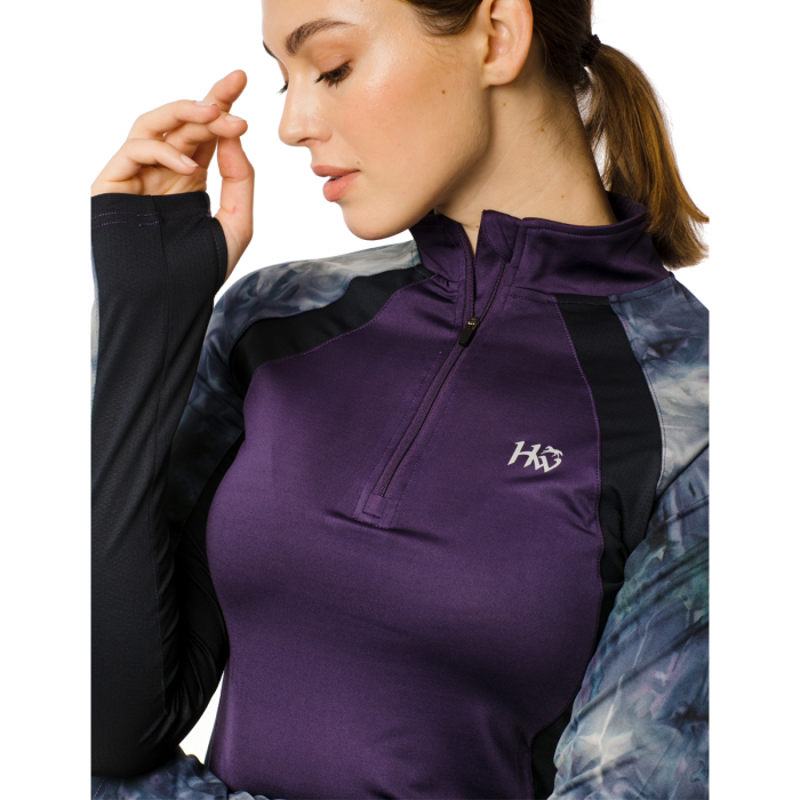 Horseware Aveen Half Zip Technical Long Sleeve Top - Green/Navy Tie Dye-2