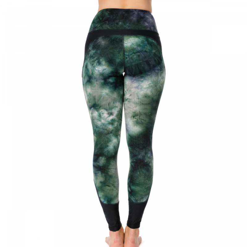 Horseware Silicon Riding Tights - Green/Navy Tie Dye-1