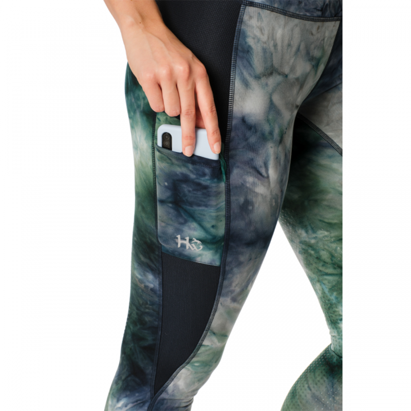 Horseware Silicon Riding Tights - Green/Navy Tie Dye-3