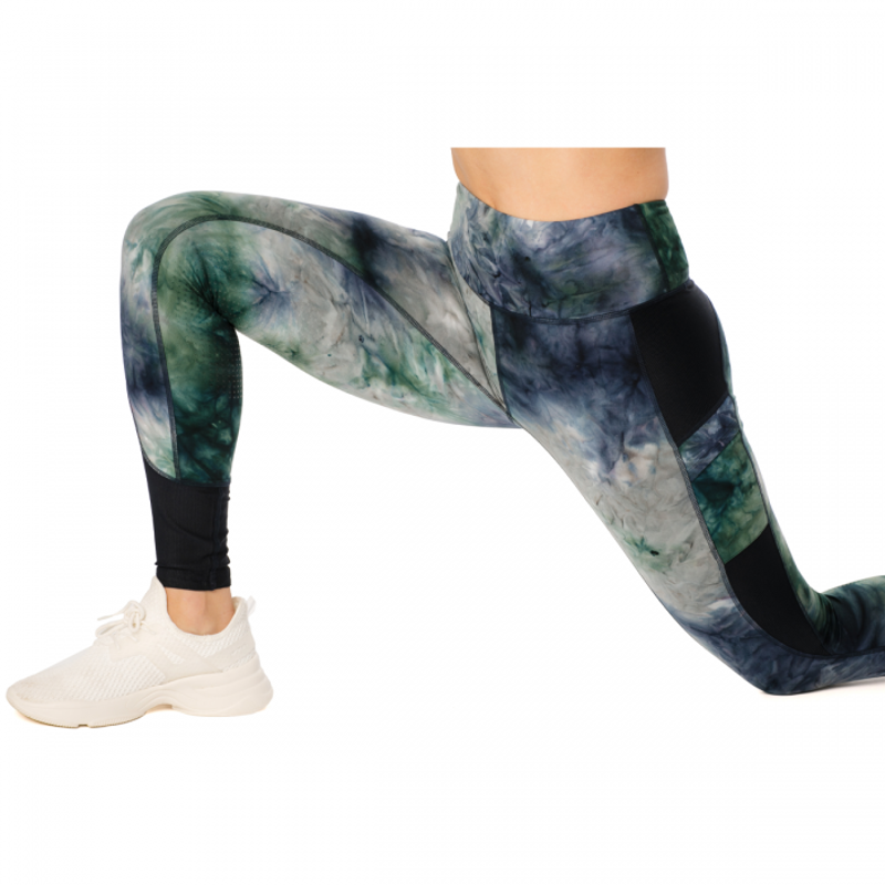 Horseware Silicon Riding Tights - Green/Navy Tie Dye-5