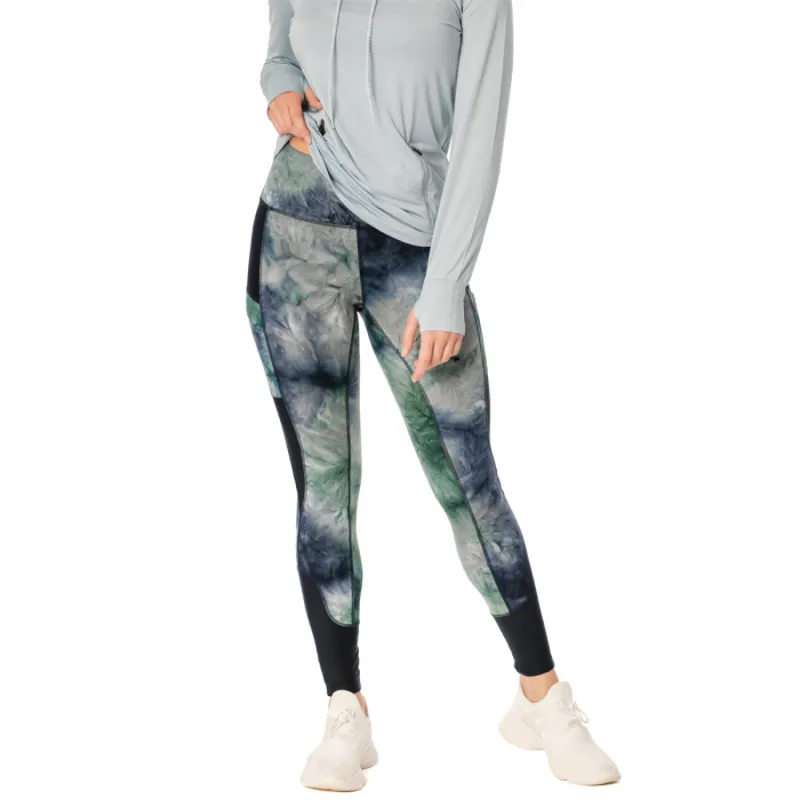 Horseware Silicon Riding Tights - Green/Navy Tie Dye-6
