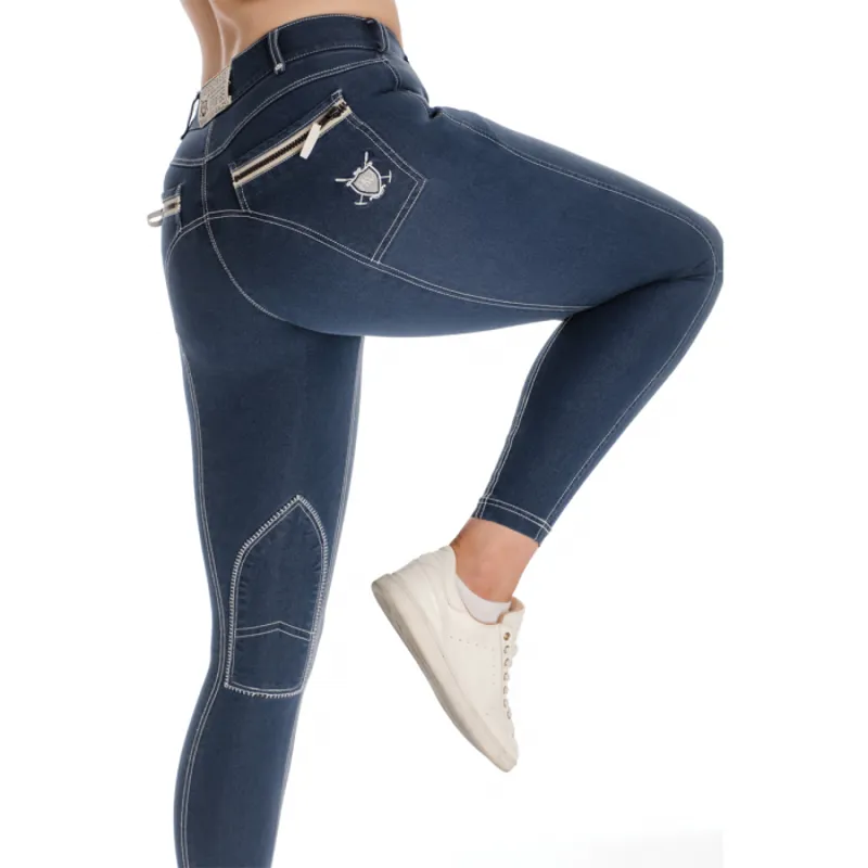 Horseware Adalie Ladies Limited Edition Knee Patch Breeches  - Denim Blue-1