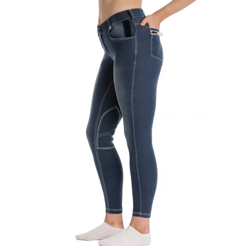 Horseware Adalie Ladies Limited Edition Knee Patch Breeches  - Denim Blue-2