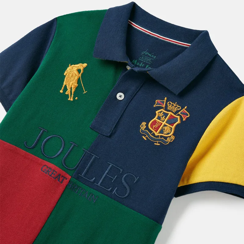 Joules Boy's Hotch Potch Polo Shirt - French Navy Colourblock-2