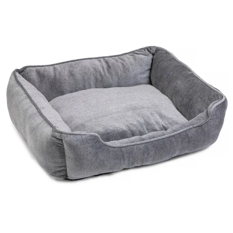 House Of Paws Velvet Square Bed - Grey