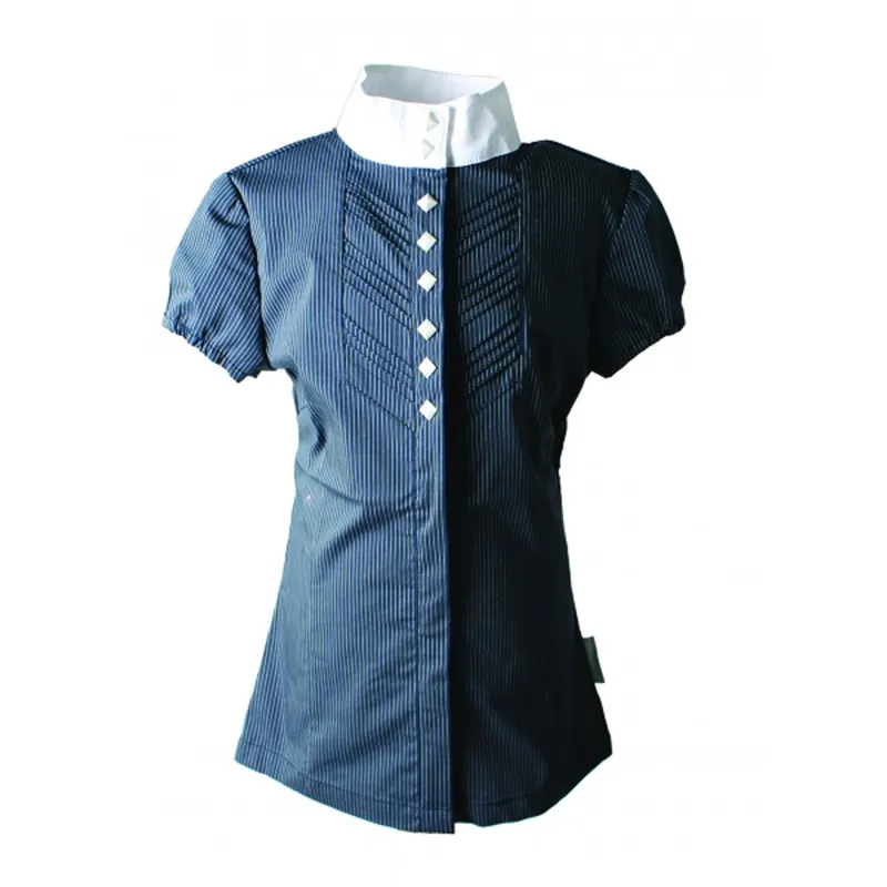 Horseware Ladies Short Sleeve Competition Shirt - Denim Pinstripe