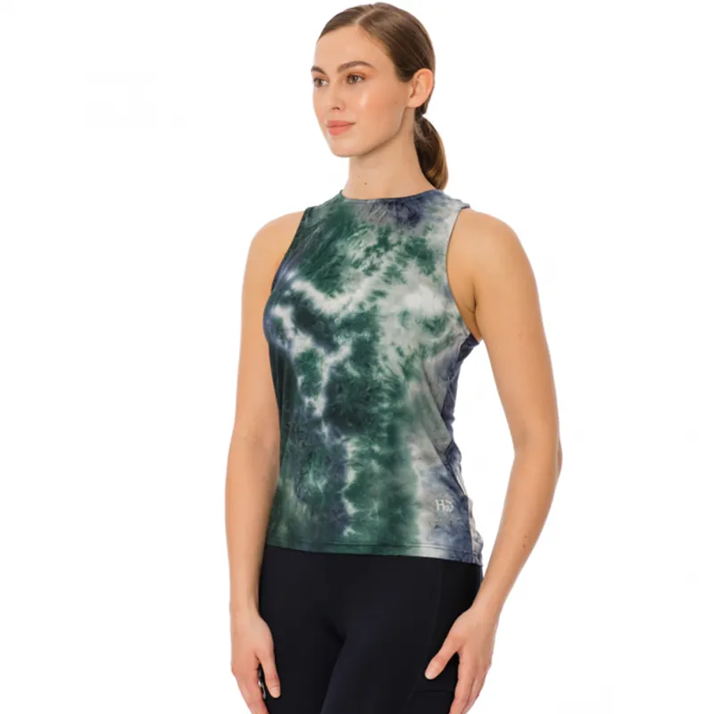 Horseware New Training Tank Top - Green/Navy Tie Dye