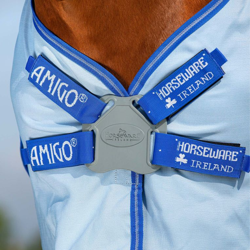 Horseware Amigo Ripstop Hoody Fly Rug - Azure Blue/Strong Blue/Silver-5