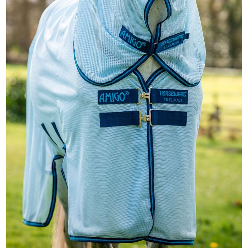Horseware Amigo Bug Buster Fly Sheet - Azure Blue/Navy/Electric Blue-5