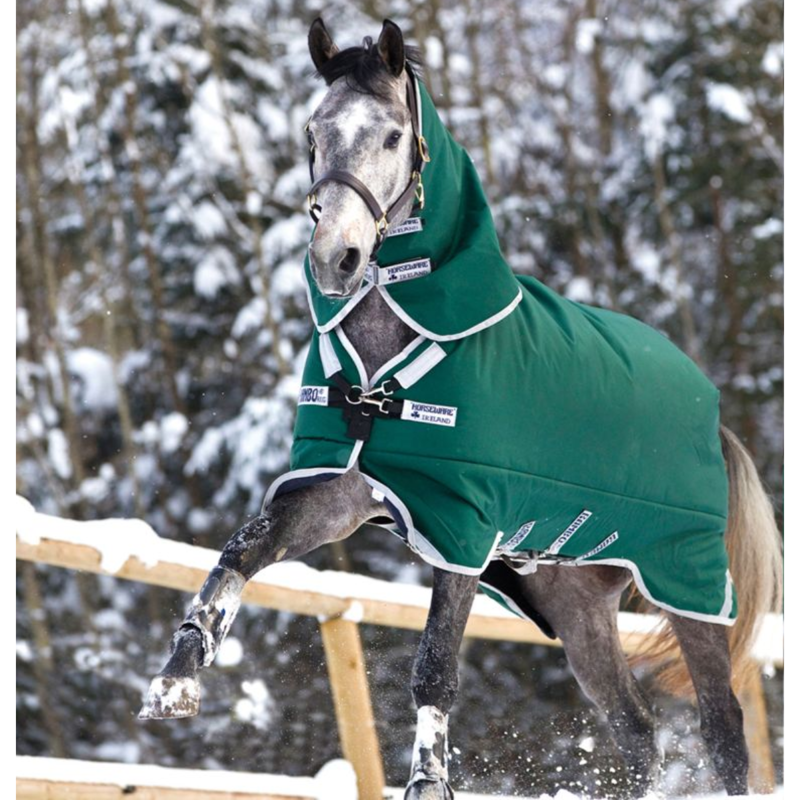 Horseware Rambo Original Heavy 400g Turnout Rug With Leg Arches - Green/Silver-2