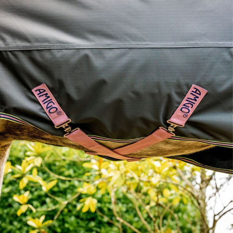 Horseware Amigo Hero Ripstop Lite Turnout Rug - Shadow/Rose/Navy-6