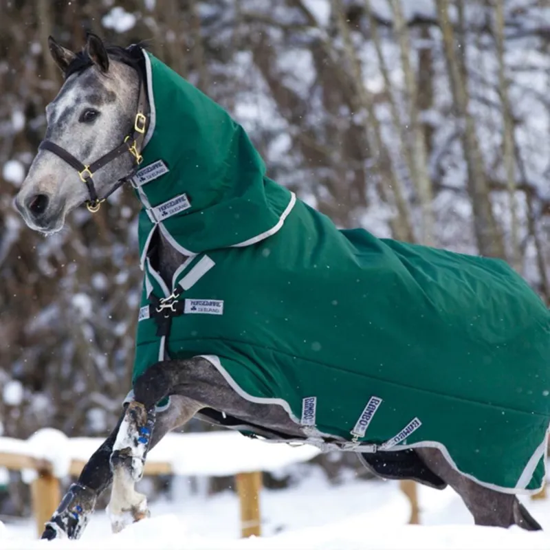 Horseware Rambo Original Heavy 400g Turnout Rug With Leg Arches - Green/Silver-3