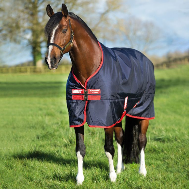 Horseware Rambo Original Medium 200g Turnout Rug - Navy/Red-2