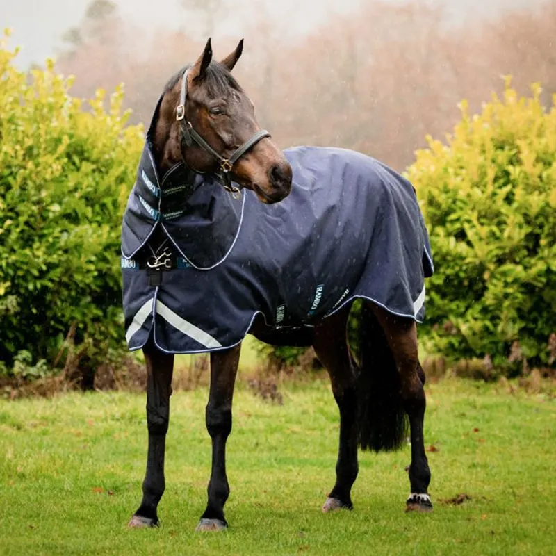 Horseware Rambo Duo Force Turnout Rug - 100g Outer + 100g + 300g Liner - Navy/Navy/White