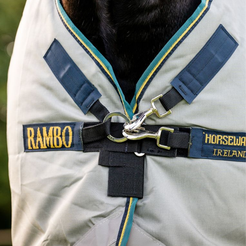 Horseware Rambo Duo Turnout Rug Bundle - Grey/Teal/Gold/Navy-3
