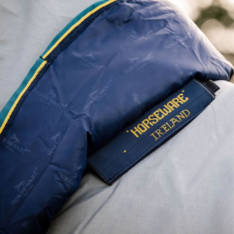 Horseware Rambo Duo Hood 100g - Grey/Teal/Gold/Navy-1