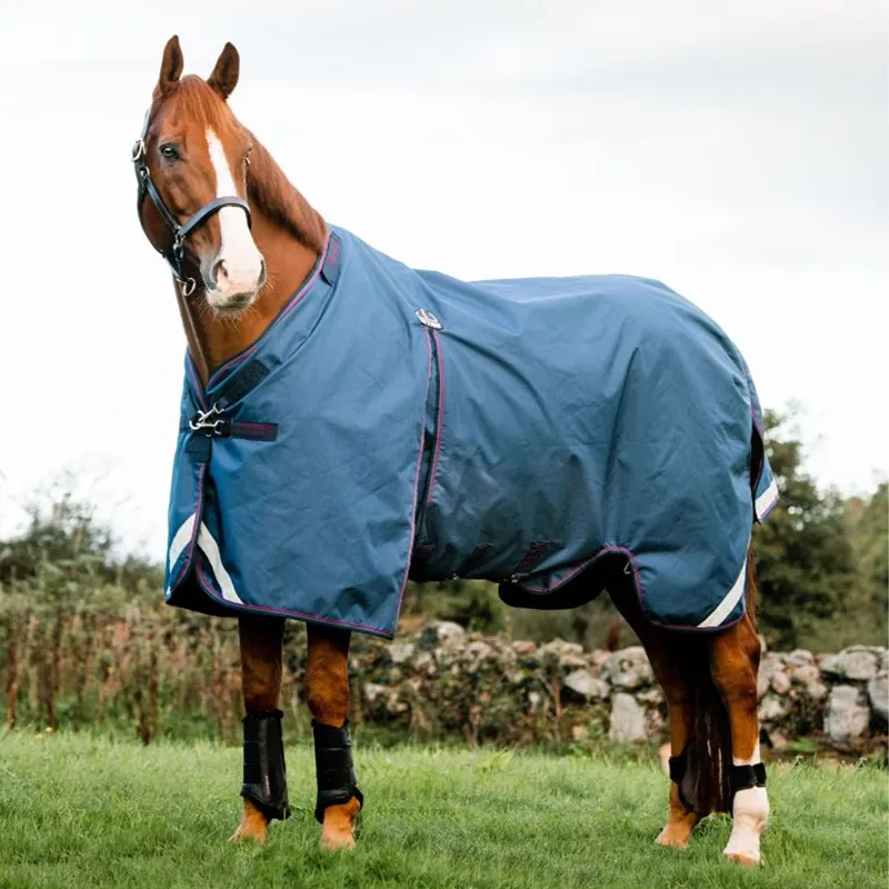 Horseware Rambo Optimo Lite Turnout Rug - Outer Only - Navy/Burgundy/Teal/Navy