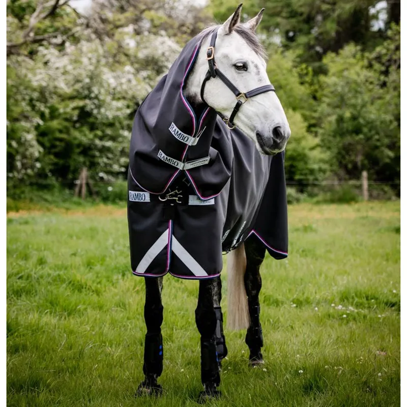 Horseware Rambo Supreme 1680D Vari-Layer Turnout 250g - Navy/Burgundy/Dusty Blue