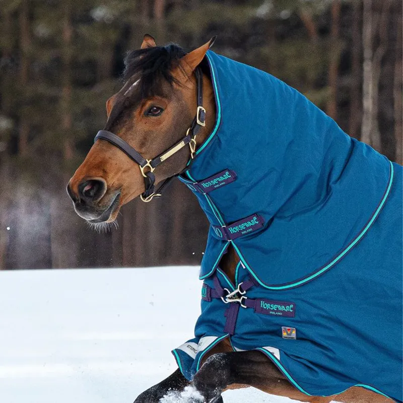 Horseware Rhino Turnout Hood 150g - Navy/Grey