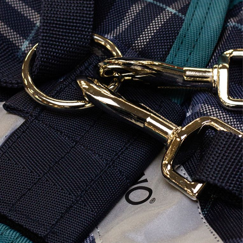 Horseware Rhino Plus Vari-Layer Turnout Rug 250g - Navy Check/Teal-1