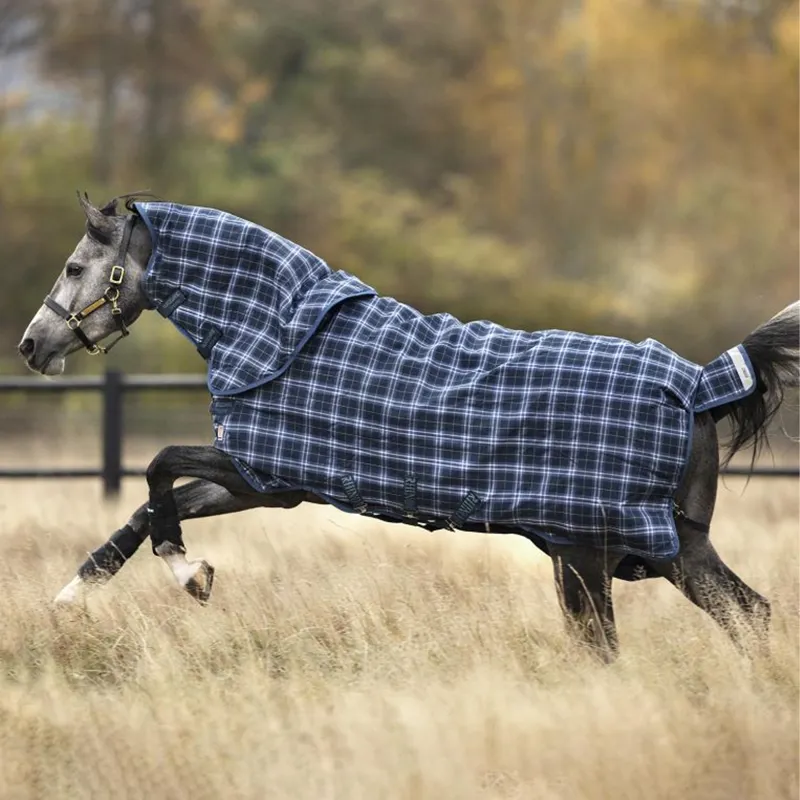 Horseware Rhino Plus Vari-Layer Turnout Rug 450g - Navy Check/Indigo-1