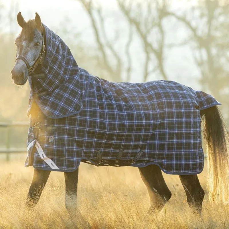 Horseware Rhino Plus Vari-Layer Turnout Rug 450g - Navy Check/Indigo-2