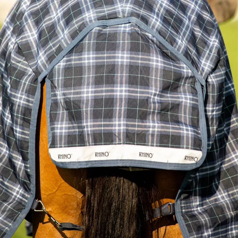 Horseware Rhino Plus Vari-Layer Turnout Rug 450g - Navy Check/Indigo-4