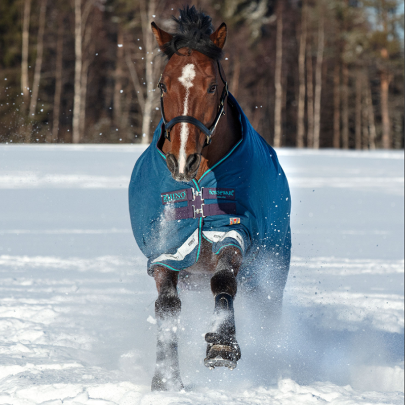 Horseware Rhino Original Vari-Layer Turnout Rug 250g - Navy/Grey/Aqua-1