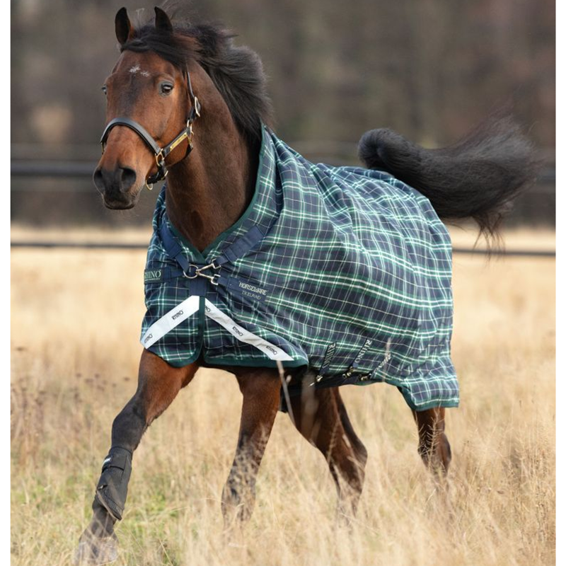 Horseware Rhino Wug Turnout Rug 100g - Hunter Check/Navy/Green-1