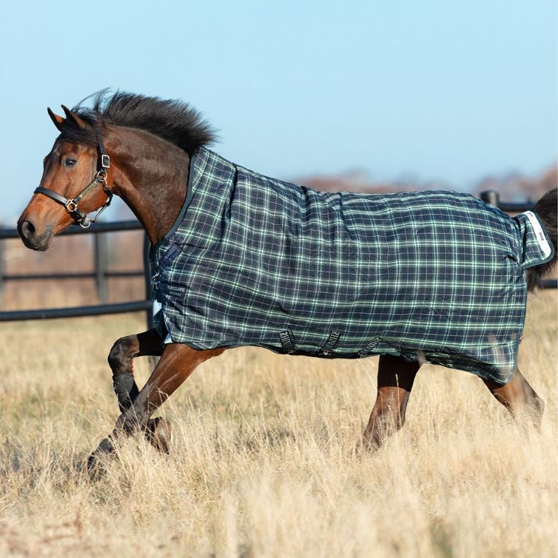 Horseware Rhino Wug Vari-Layer Turnout Rug 450g - Hunter Check/Navy/Green-2